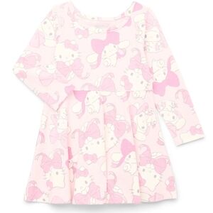 Hello Kitty and Cinnamoroll Toddler Girls Print Dress with Long Sleeves,